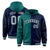 Custom Aqua Navy Split Fashion Varsity Full-Snap Letterman Two Tone Hoodie Jacket