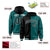 Custom Black Aqua Split Fashion Varsity Full-Snap Letterman Two Tone Hoodie Jacket