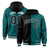 Custom Black Aqua Split Fashion Varsity Full-Snap Letterman Two Tone Hoodie Jacket