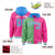 Custom Bright Green Pink Split Fashion Varsity Full-Snap Letterman Two Tone Hoodie Jacket