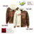 Custom Cream Brown Split Fashion Varsity Full-Snap Letterman Two Tone Hoodie Jacket