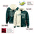 Custom Cream Midnight Green Split Fashion Varsity Full-Snap Letterman Two Tone Hoodie Jacket