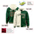 Custom Cream Green Split Fashion Varsity Full-Snap Letterman Two Tone Hoodie Jacket