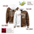 Custom White Brown Split Fashion Varsity Full-Snap Letterman Two Tone Hoodie Jacket