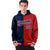 Custom Navy Red Split Fashion Varsity Full-Snap Letterman Two Tone Hoodie Jacket