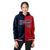 Custom Navy Red Split Fashion Varsity Full-Snap Letterman Two Tone Hoodie Jacket