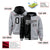 Custom Black Gray Split Fashion Varsity Full-Snap Letterman Two Tone Hoodie Jacket