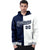 Custom Navy White Split Fashion Varsity Full-Snap Letterman Two Tone Hoodie Jacket