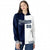 Custom Navy White Split Fashion Varsity Full-Snap Letterman Two Tone Hoodie Jacket