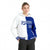 Custom White Royal Blue Split Fashion Varsity Full-Snap Letterman Two Tone Hoodie Jacket