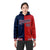 Custom Navy Red Split Fashion Varsity Full-Snap Letterman Two Tone Hoodie Jacket