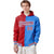 Custom Red Powder Blue Split Fashion Varsity Full-Snap Letterman Two Tone Hoodie Jacket