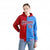 Custom Red Powder Blue Split Fashion Varsity Full-Snap Letterman Two Tone Hoodie Jacket