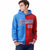 Custom Powder Blue Red Split Fashion Varsity Full-Snap Letterman Two Tone Hoodie Jacket