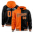 Custom Orange Black Split Fashion Varsity Full-Snap Letterman Two Tone Hoodie Jacket