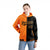 Custom Orange Black Split Fashion Varsity Full-Snap Letterman Two Tone Hoodie Jacket