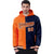 Custom Orange Navy Split Fashion Varsity Full-Snap Letterman Two Tone Hoodie Jacket