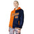 Custom Orange Navy Split Fashion Varsity Full-Snap Letterman Two Tone Hoodie Jacket