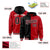 Custom Black Red Split Fashion Varsity Full-Snap Letterman Two Tone Hoodie Jacket