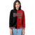 Custom Black Red Split Fashion Varsity Full-Snap Letterman Two Tone Hoodie Jacket