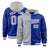 Custom Gray Royal Blue Split Fashion Varsity Full-Snap Letterman Two Tone Hoodie Jacket