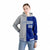 Custom Gray Royal Blue Split Fashion Varsity Full-Snap Letterman Two Tone Hoodie Jacket