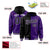 Custom Black Purple Split Fashion Varsity Full-Snap Letterman Two Tone Hoodie Jacket