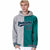 Custom Gray Aqua Split Fashion Varsity Full-Snap Letterman Two Tone Hoodie Jacket