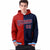 Custom Red Navy Split Fashion Varsity Full-Snap Letterman Two Tone Hoodie Jacket