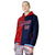 Custom Red Navy Split Fashion Varsity Full-Snap Letterman Two Tone Hoodie Jacket