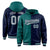 Custom Aqua Navy Split Fashion Varsity Full-Snap Letterman Two Tone Hoodie Jacket