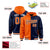 Custom Orange Navy Split Fashion Varsity Full-Snap Letterman Two Tone Hoodie Jacket