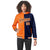 Custom Orange Navy Split Fashion Varsity Full-Snap Letterman Two Tone Hoodie Jacket