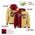 Custom Crimson Old Gold Split Fashion Varsity Full-Snap Letterman Two Tone Hoodie Jacket