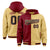 Custom Crimson Old Gold Split Fashion Varsity Full-Snap Letterman Two Tone Hoodie Jacket