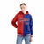 Custom Red Royal Blue Split Fashion Varsity Full-Snap Letterman Two Tone Hoodie Jacket