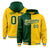 Custom Green Gold Split Fashion Varsity Full-Snap Letterman Two Tone Hoodie Jacket