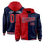 Custom Red Navy Split Fashion Varsity Full-Snap Letterman Two Tone Hoodie Jacket