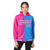 Custom Pink Powder Blue Split Fashion Varsity Full-Snap Letterman Two Tone Hoodie Jacket