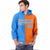 Custom Powder Blue Orange Split Fashion Varsity Full-Snap Letterman Two Tone Hoodie Jacket