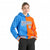 Custom Powder Blue Orange Split Fashion Varsity Full-Snap Letterman Two Tone Hoodie Jacket