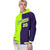 Custom Fluorescent Green Purple Split Fashion Varsity Full-Snap Letterman Two Tone Hoodie Jacket