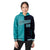 Custom Aqua Navy Split Fashion Varsity Full-Snap Letterman Two Tone Hoodie Jacket