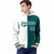 Custom White Aqua Split Fashion Varsity Full-Snap Letterman Two Tone Hoodie Jacket