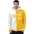 Custom White Yellow Split Fashion Varsity Full-Snap Letterman Two Tone Hoodie Jacket