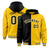 Custom Black Gold Split Fashion Varsity Full-Snap Letterman Two Tone Hoodie Jacket