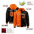 Custom Orange Black Split Fashion Varsity Full-Snap Letterman Two Tone Hoodie Jacket