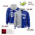 Custom Gray Royal Blue Split Fashion Varsity Full-Snap Letterman Two Tone Hoodie Jacket