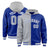 Custom Gray Royal Blue Split Fashion Varsity Full-Snap Letterman Two Tone Hoodie Jacket