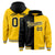 Custom Black Gold Split Fashion Varsity Full-Snap Letterman Two Tone Hoodie Jacket